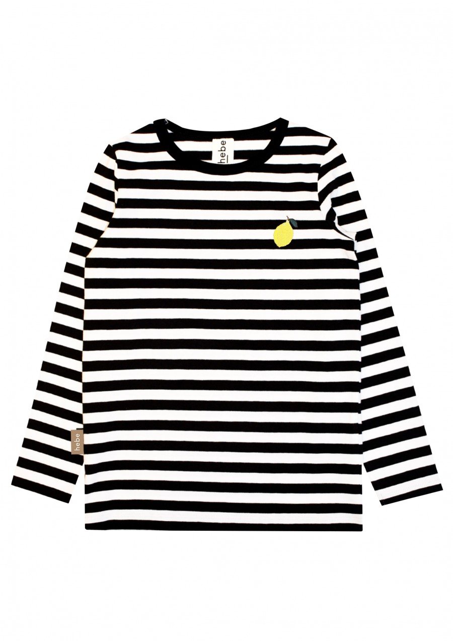 Top with black white stripes and embroidery for female SS23027