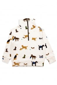 Sweater warm off-white with dog  print