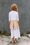 Dress white linen with ruffle SS19122