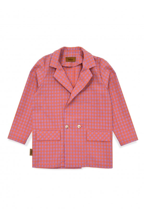 Jacket cotton with pink check print SS24196