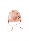 Baby hat with ear flaps, pink sweet home print FW20018