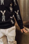 Sweater merino wool black with gray bunny FW20210