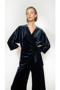 Dark navy velvet blouse