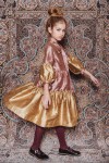 Exclusive dress with bow dusty rose with golden ruffle, petticoat FW19147