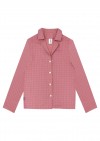 Blouse pink checkered with embroidrey bonjour for female FW21080