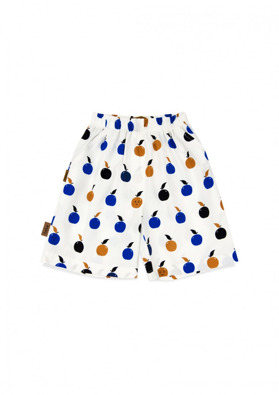 Shorts cotton off-white with apple print SS24273L