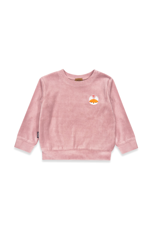 Pink velvet sweater with embroidered Tuta's fox 0390_TUT007