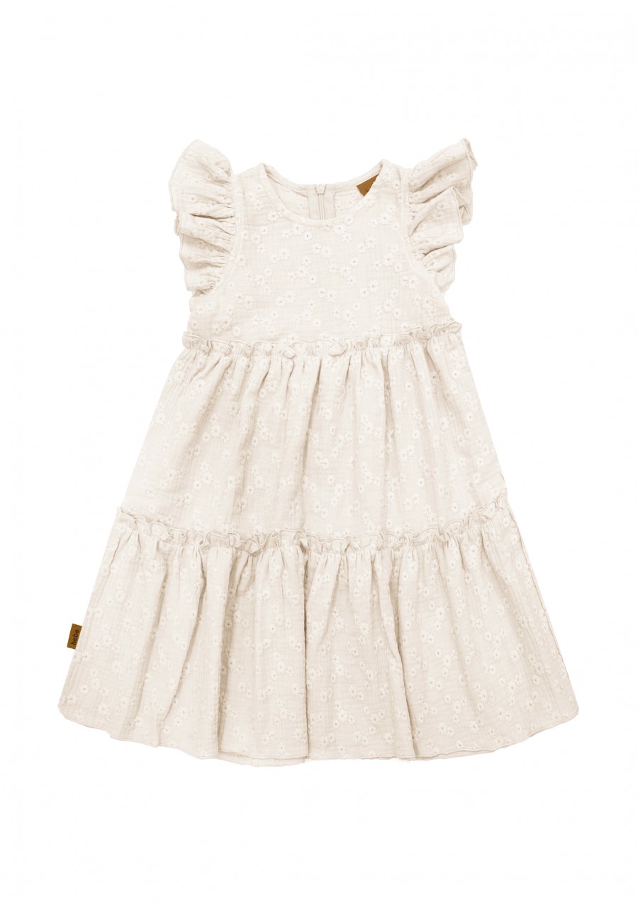 Dress beige with flower and ruffle SS23455