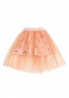 Skirt with peach tulle and small dog-flower print SS23512