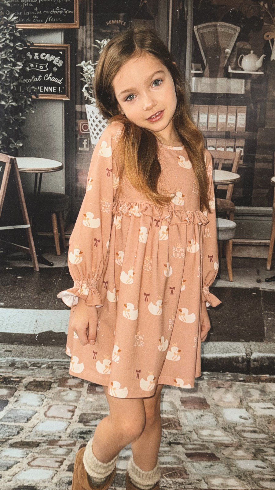 Dress with all-over duck print 0317_F25156 Dress with all-over duck print 0317_F25156