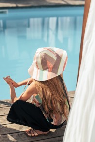 Sun hat with pastel stripes