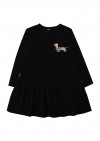 Warm dress black with Parisian dog print FW21233L
