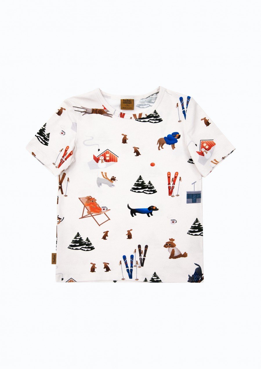 Top with short sleeves and Winter Days print WINTER2324
