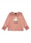 Top with Duck Queen placment print and snap buttons on the neck pink 0329_F25118