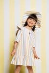 Dress with pastel stripes and embroidery SS23188L