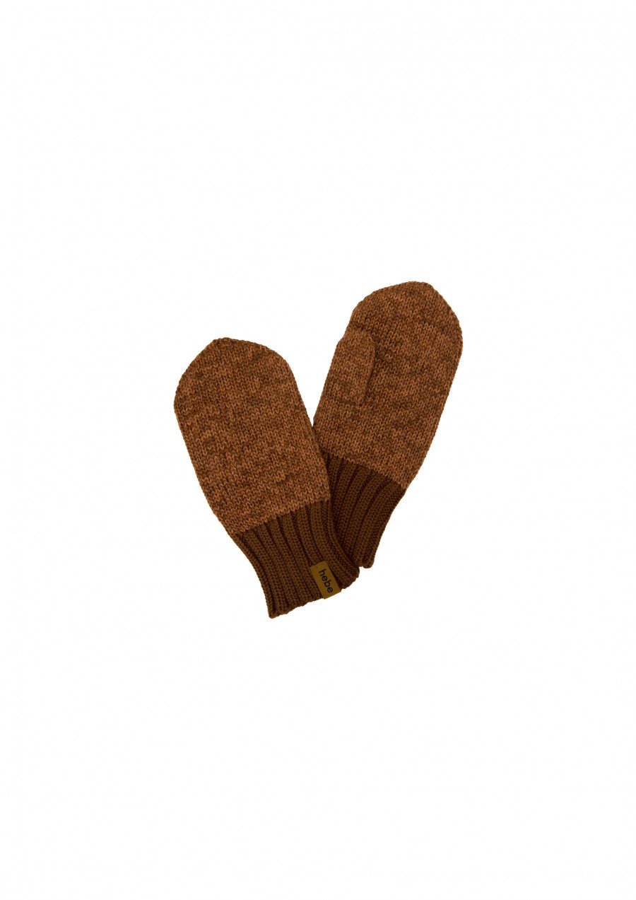 Mittens brown merino wool FW23056