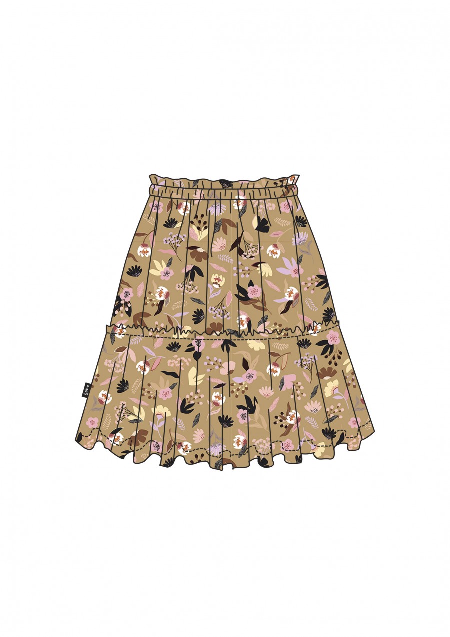 Skirt with floral mustard print FW21044