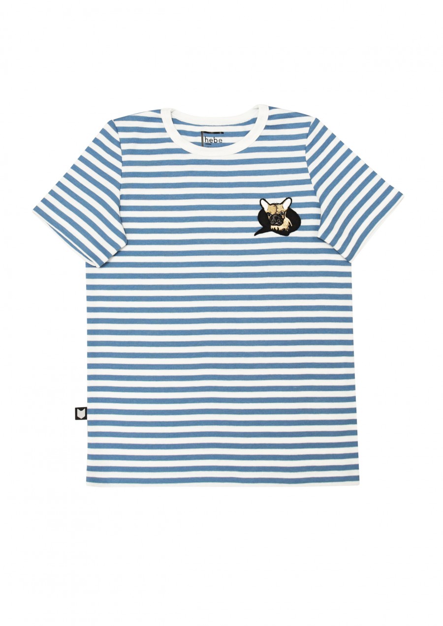 Top with stripes and dog embroidery SS19031