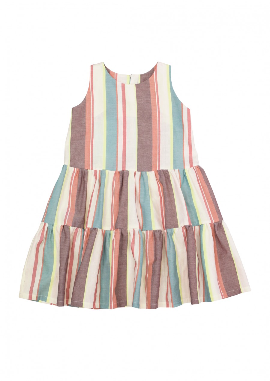 Dress with frill and pastel stripes SS20020L
