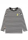 Top with black white stripes and embroidery for female SS23027