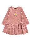 Dress pink cotton velvet with Tuta`s fox embroidery 0227_TF2404