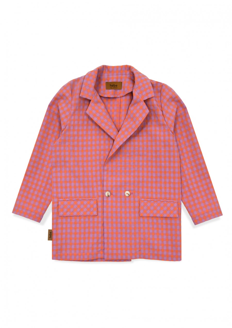 Jacket cotton with pink check print SS24196