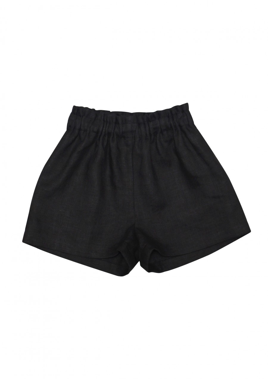 Shorts black linen for girl SS19162L