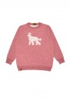 Sweater pink merino wool with poodle FW23116