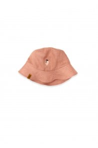 Hat linen pink with embroidery