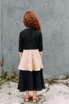 Dress black linen with ruffle SS19123