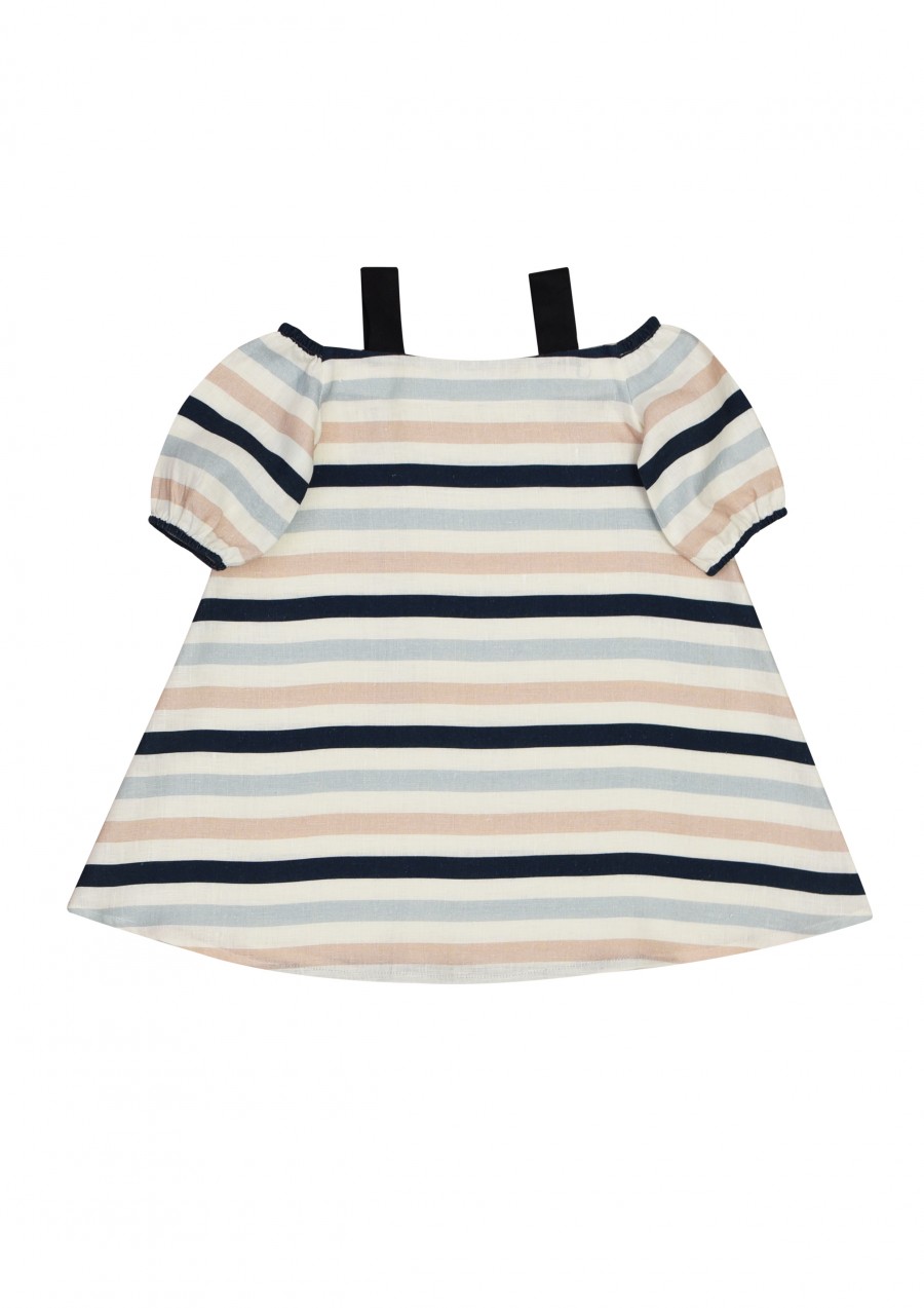My little daughter linen summer dress, with stripes SS180187