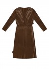 Wrap dress brown festive velvet, women FW24198