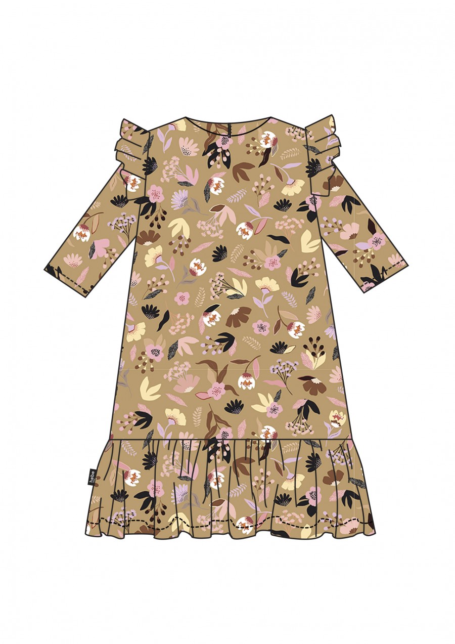 Dress with floral mustard print FW21046L