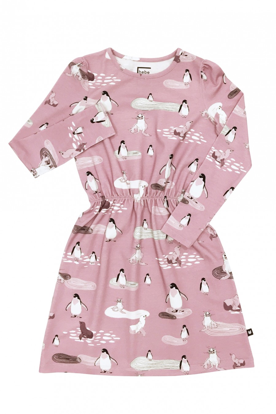 Pink dress with penguins and seals MKL1005
