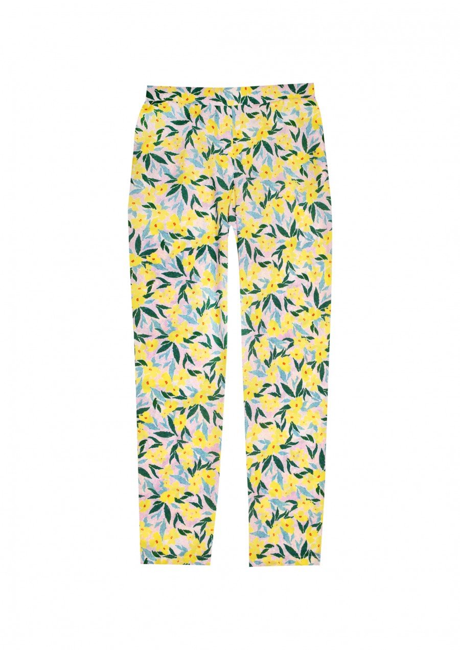 Pants yellow  flower print for female SS21078