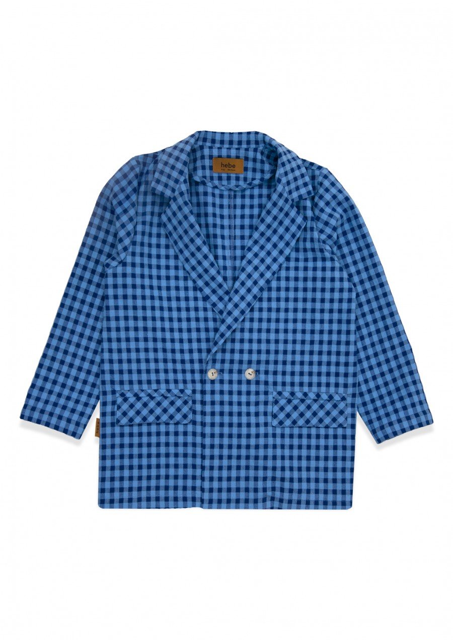 Jacket cotton with blue check print SS24251