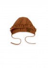 Hat for newborns brown muslin with ruffle SS24203