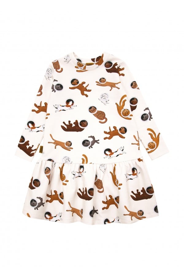 Dress with allover cat and dog print FW24034