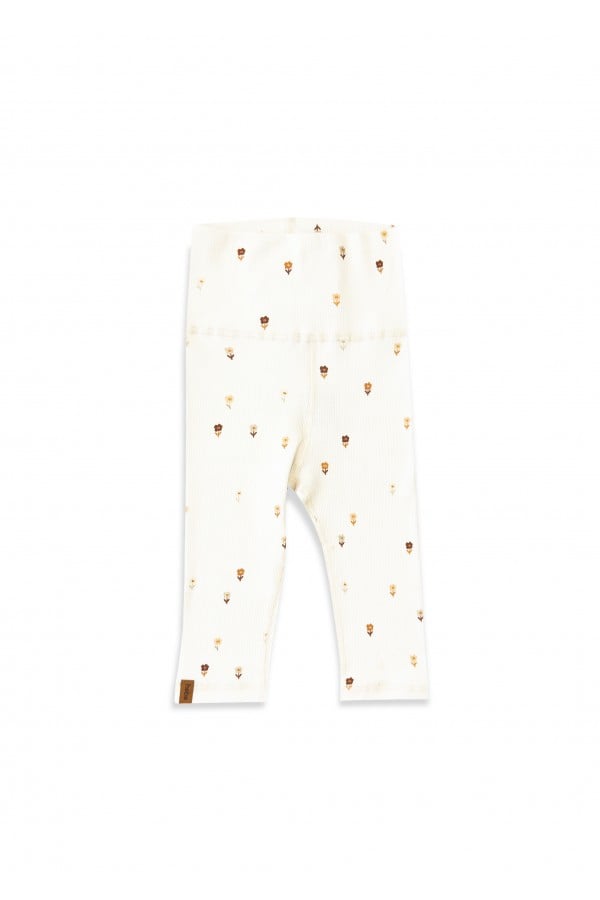 Rib leggings with all-over small flowers print 0156_F25144