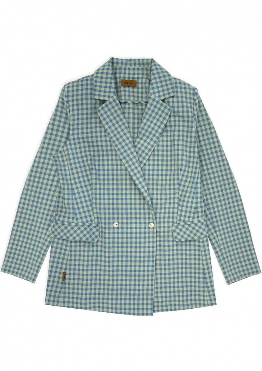 Jacket cotton with green check print SS24345