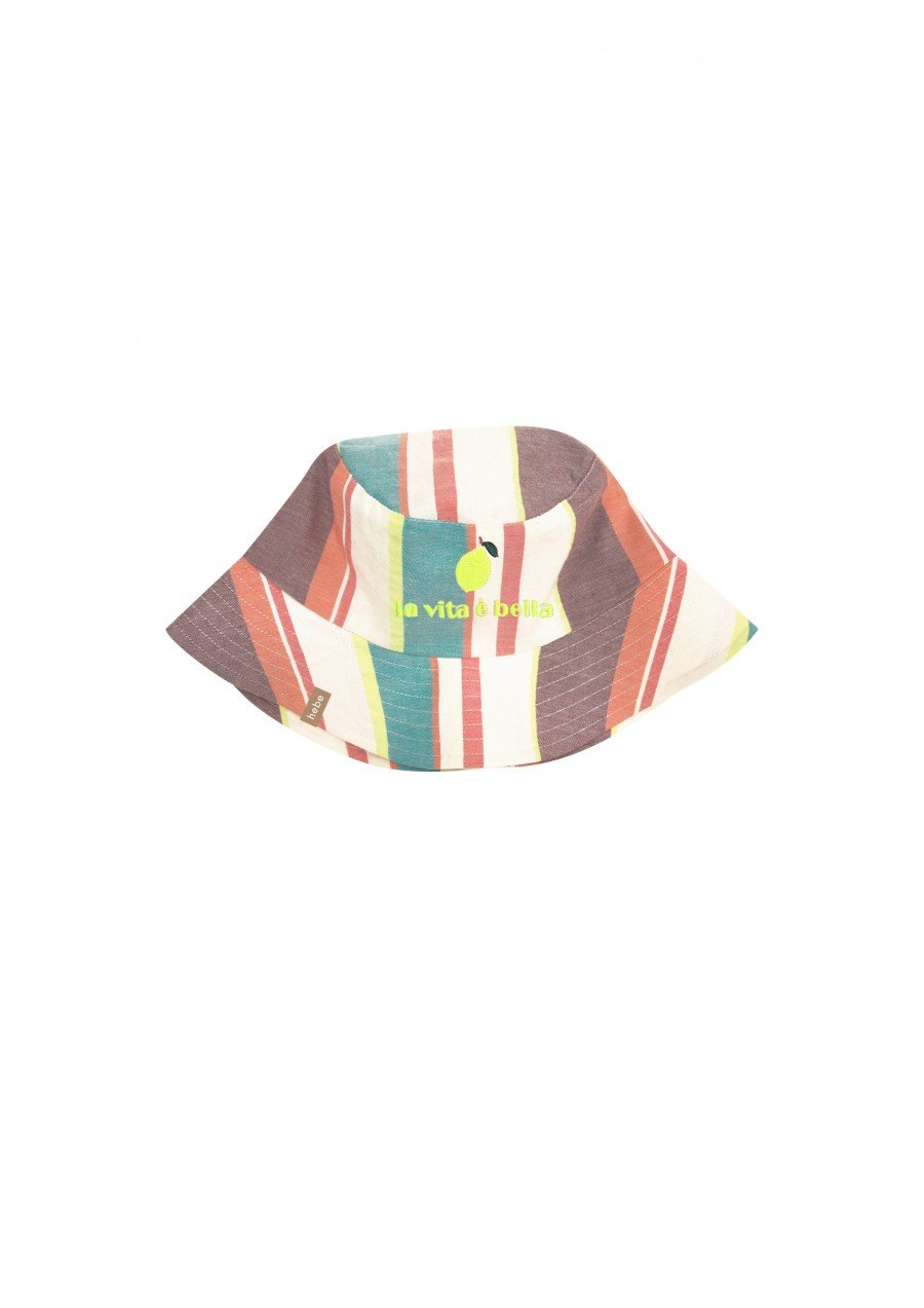 Sun hat with summer stripes and embroidery SS23320