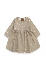 Dress with all-over small duck print and snap buttons