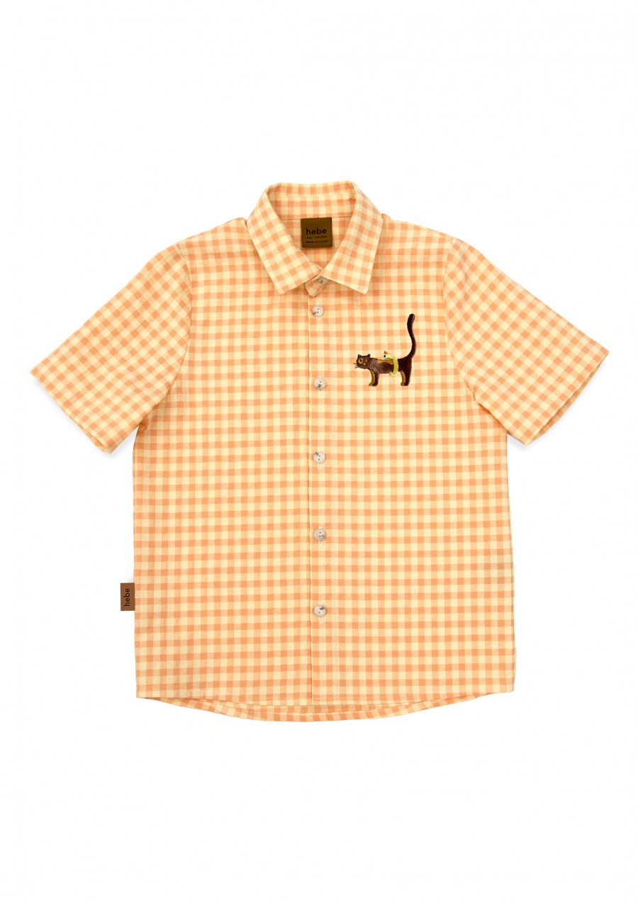 Shirt cotton with yellow check and embroidery SS24065L