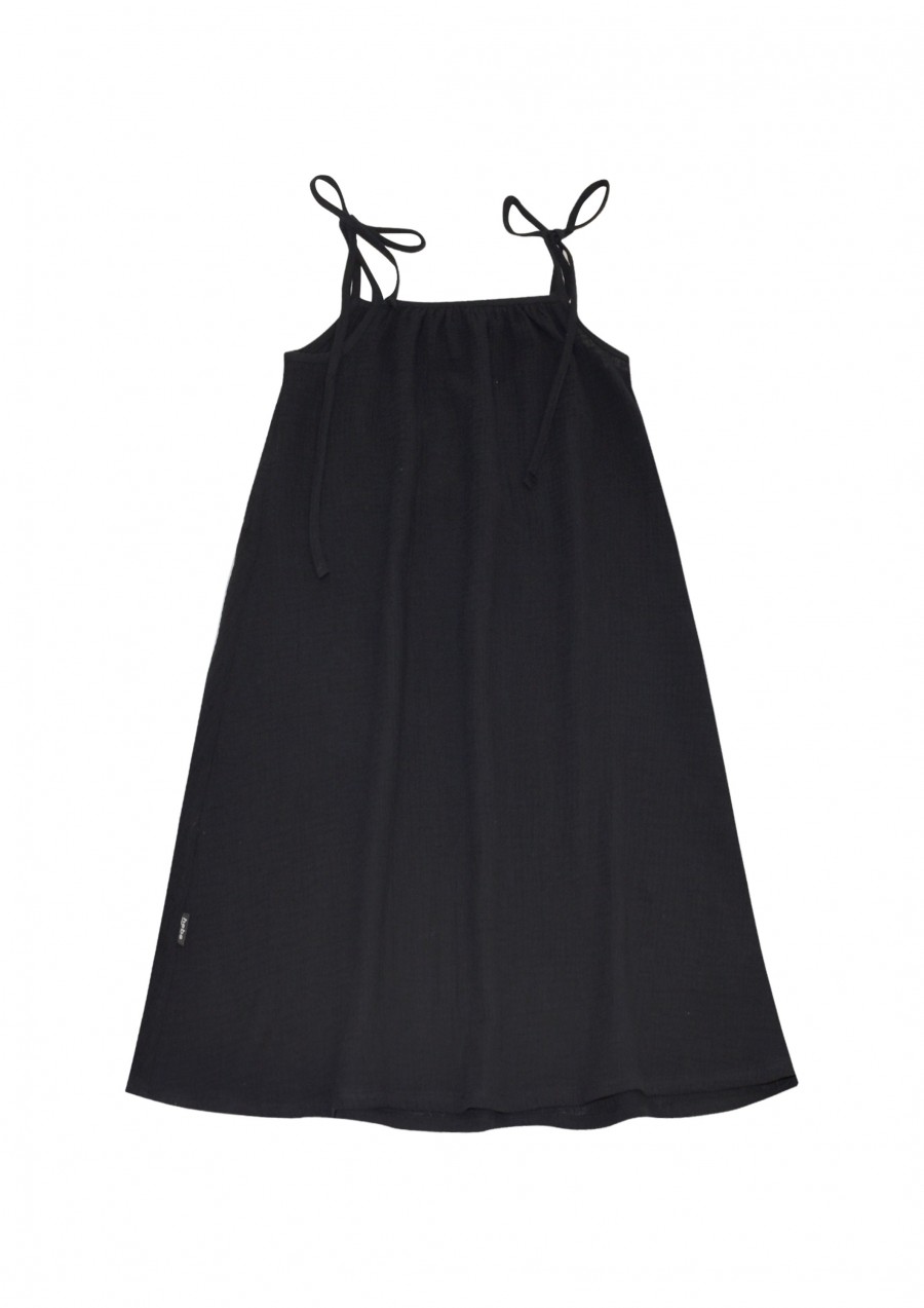 Dress black muslin with straps SS21255L
