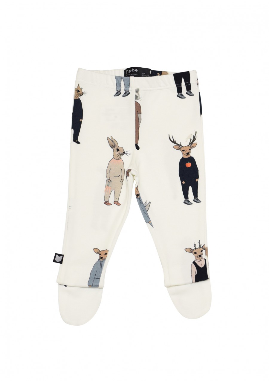 Trousers with feet white whit forest tribe print FW19096