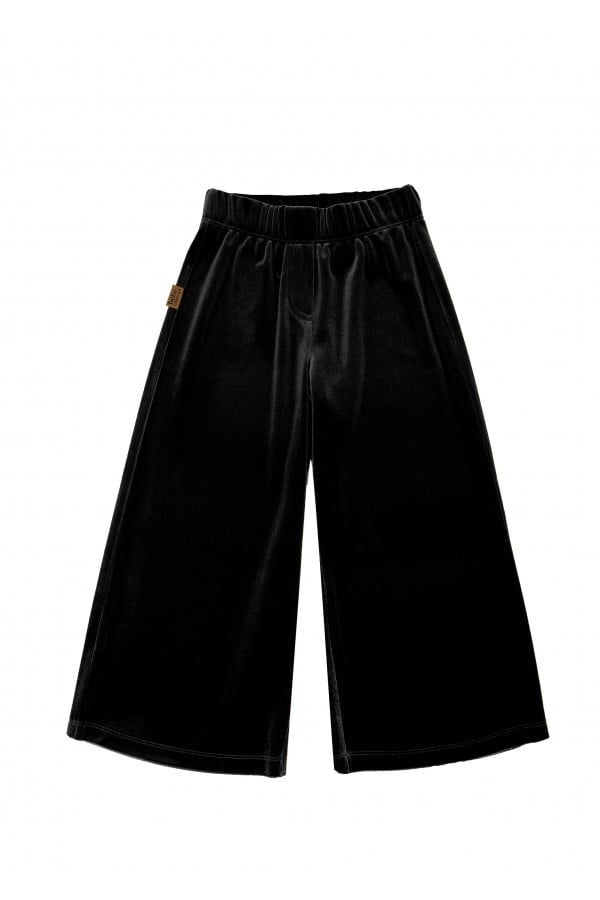 Pants wide black festive velvet FW24160