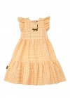 Dress cotton with yellow check and embroidery SS24064L