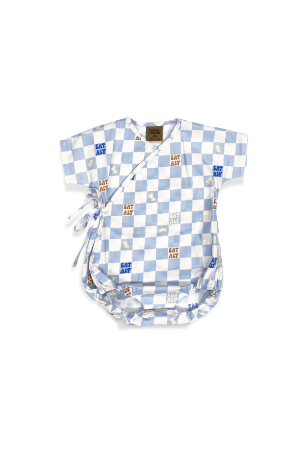Wrap body with blue checkers allover print 0084_S25200