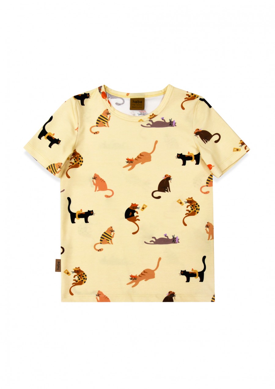 Top yellow with cats print SS24061L