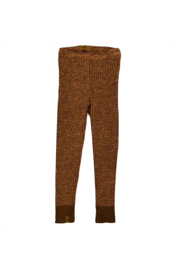 Leggings brown merino wool ribbed FW23059